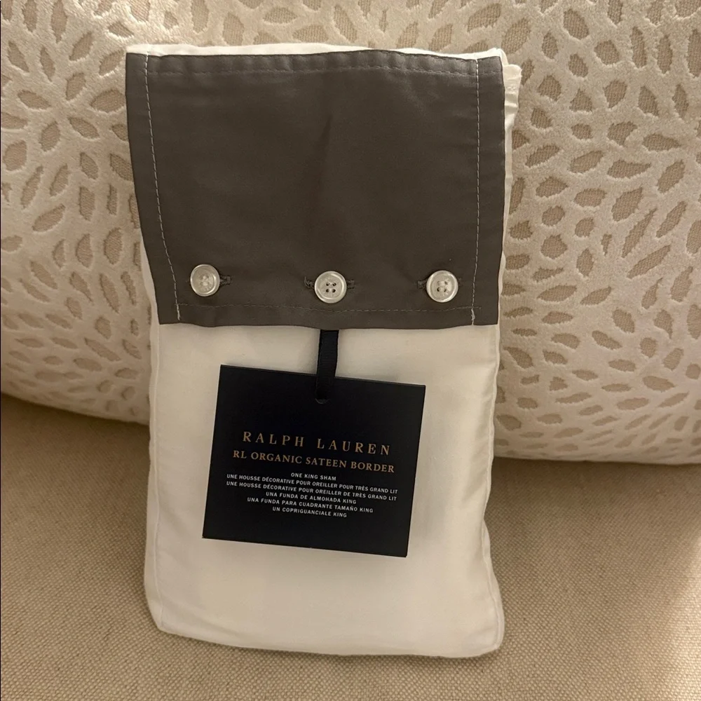 New! Ralph Lauren RL Organic Sateen Border King Sham 20